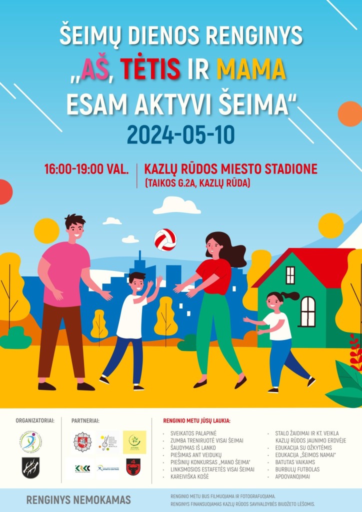 Šeimų dienos renginys „Aš, tėtis ir mama esam aktyvi šeima”
